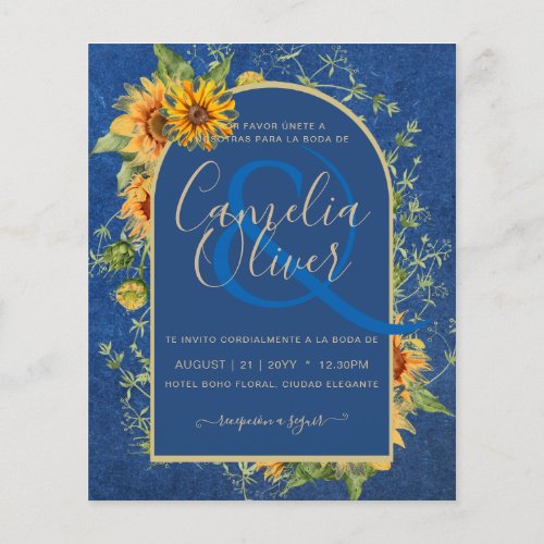 BUDGET Bilingual Sunflowers Spanish Wedding Boda Flyer