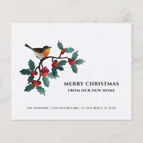 Budget Bird Holly Christmas Moving Announcement