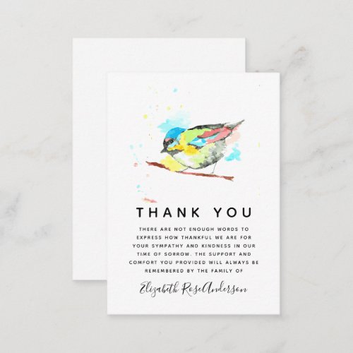 BUDGET Bird In Loving Memory Funeral  Note Card