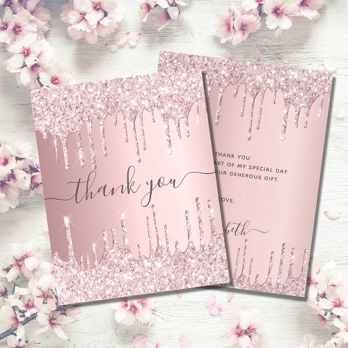 BUDGET Birthday blush pink glitter drips thank you