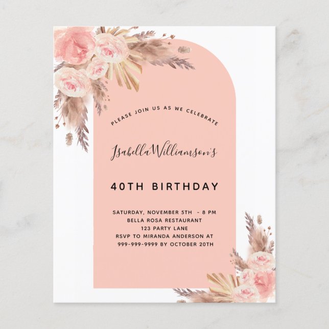 Budget birthday blush pink pampas grass rose gold (Front)