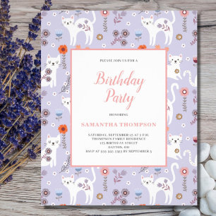 Budget Birthday Cat Pattern Invitation Flyer