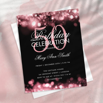 Budget Birthday Elegant Rose Gold Glam Lights Flyer by Rewards4life at Zazzle