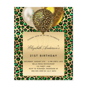 Budget birthday emerald green leopard gold balloon