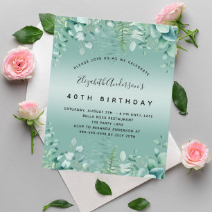 Budget birthday eucalyptus greenery invitation