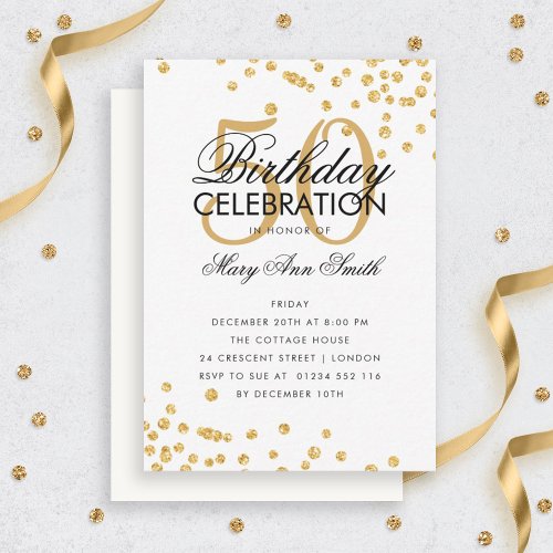 Budget Birthday Glitter Confetti Gold Invite