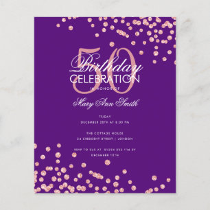 Budget Birthday Glitter Confetti Rose Gold Purple