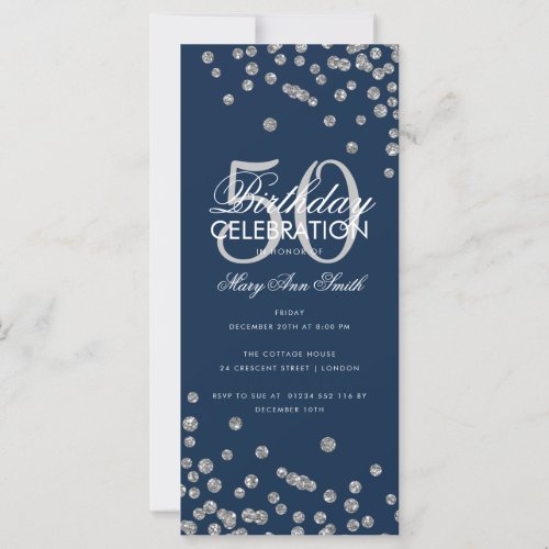 Budget Birthday Glitter Confetti Silver  Navy 