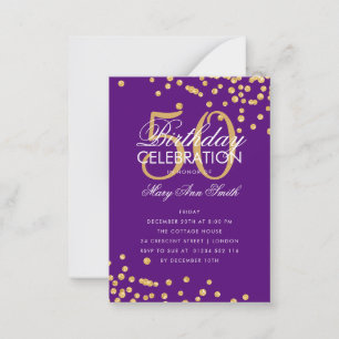 Budget Birthday Glitter Gold Purple Invite