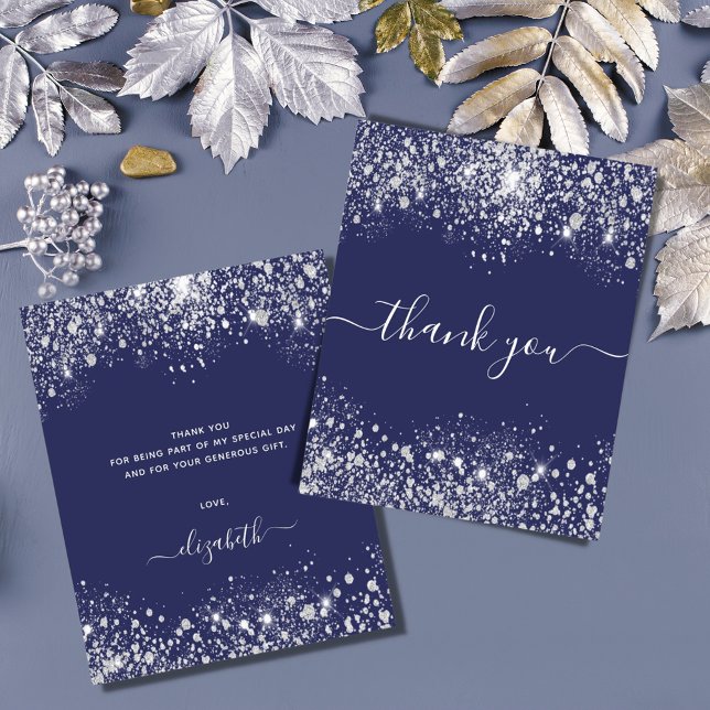 Budget birthday navy blue glitter dust thank you (Creator Uploaded)