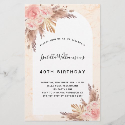 Budget birthday pampas grass rose gold blush pink