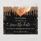Budget birthday party black gold save the date (Front)