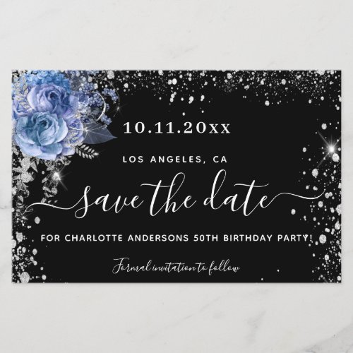 Budget birthday party black silver save the date