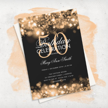 Budget Birthday Party Elegant Gold Glam Lights Invitation by Rewards4life at Zazzle