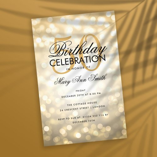 Budget Birthday Party Elegant Gold Sparkle Lights Flyer