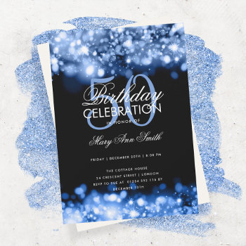 Budget Birthday Party Elegant Navy Blue Lights Invitation by Rewards4life at Zazzle