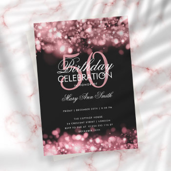 Budget Birthday Party Elegant Rose Gold Lights Invitation by Rewards4life at Zazzle