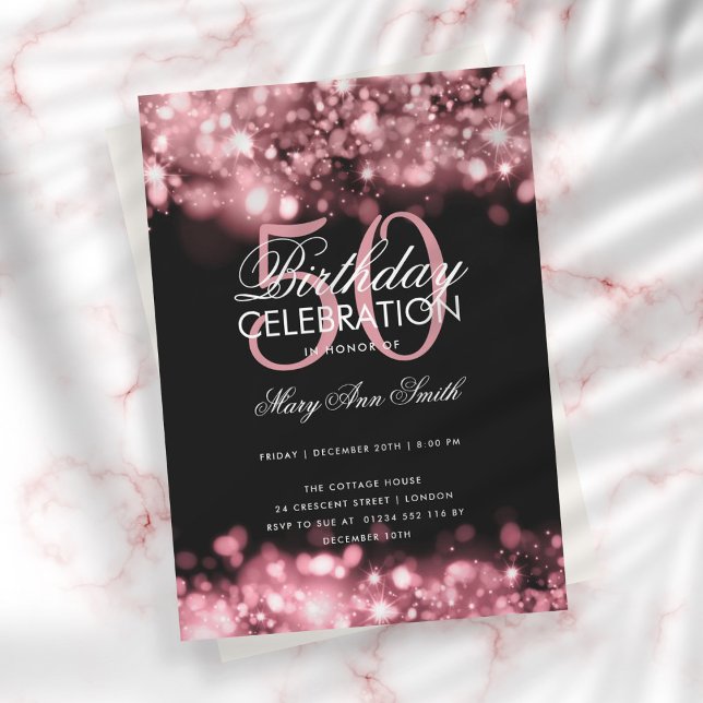 Budget Birthday Party Elegant Rose Gold Lights Invitation (Creator Uploaded)