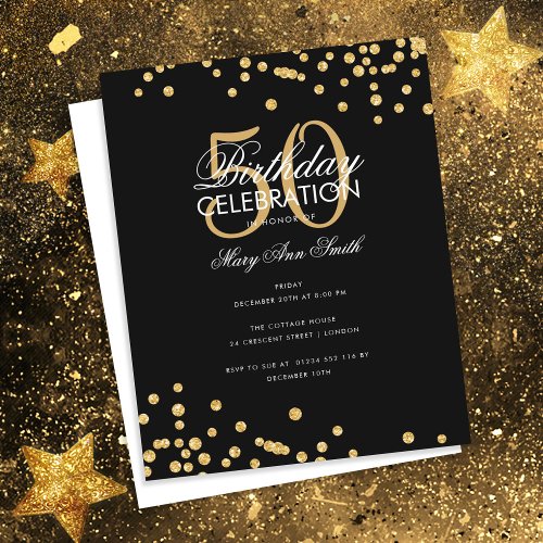 Budget Birthday Party Glitter Confetti Gold Black