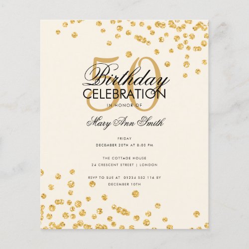 Budget Birthday Party Gold Glitter Confetti  Flyer