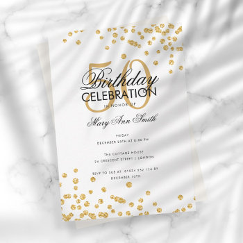 Budget Birthday Party Gold Glitter Confetti  Invitation by Rewards4life at Zazzle