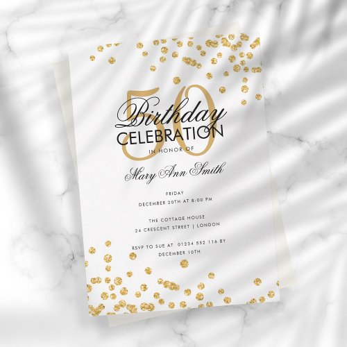 Budget Birthday Party Gold Glitter Confetti  Invitation