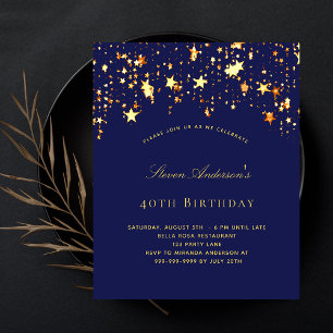 Budget birthday party navy blue gold stars