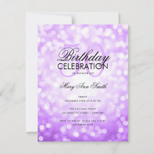 Budget Birthday Party Purple Sparkle Lights Invitation