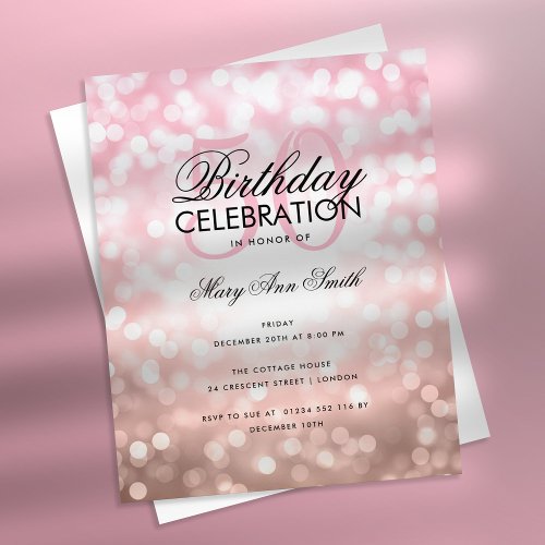 Budget Birthday Party Rose Gold Sparkle Lights Flyer
