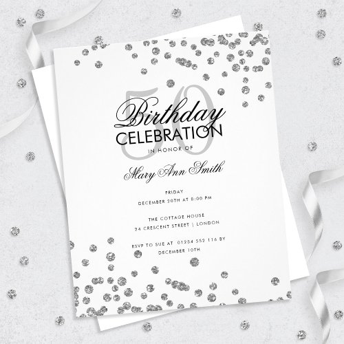 Budget Birthday Party Silver Glitter Confetti  Flyer