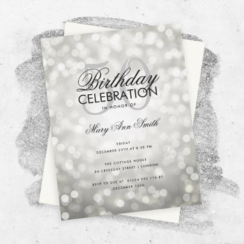 Budget Birthday Party Silver Sparkle Lights Invitation by Rewards4life at Zazzle