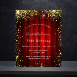 Budget birthday red gold movie theater invitation<br><div class="desc">A modern,  stylish and glamorous invitation for a 18th (or any age) birthday party,  Hollywood theme.  A red background with faux gold glitter dust.  A red movie theater curtain as background The name is written with a modern hand lettered style script.  Personalize and add your party details.</div>
