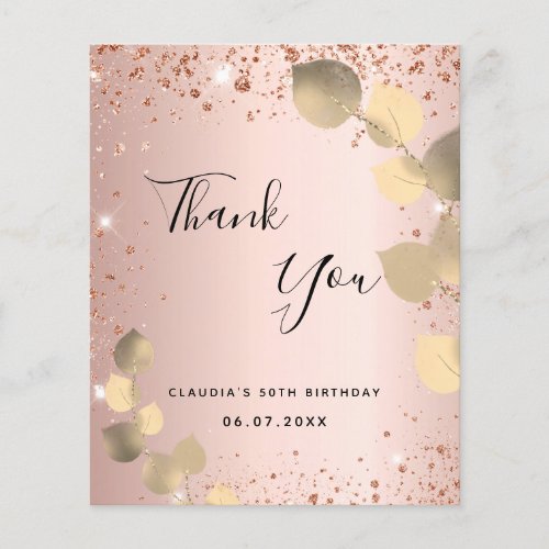 Budget birthday rose eucalyptus thank you card