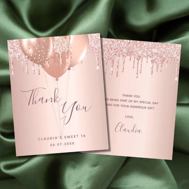 Budget birthday rose gold blush glitter thank you (Creator Uploaded)