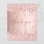 BUDGET Birthday rose gold glitter drips thank you (Front)