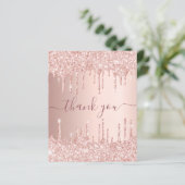 BUDGET Birthday rose gold glitter drips thank you (Standing Front)