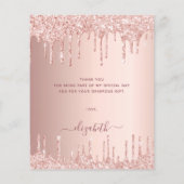 BUDGET Birthday rose gold glitter drips thank you (Back)