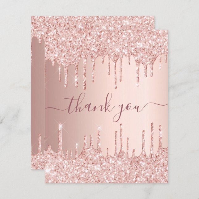 BUDGET Birthday rose gold glitter drips thank you (Front/Back)
