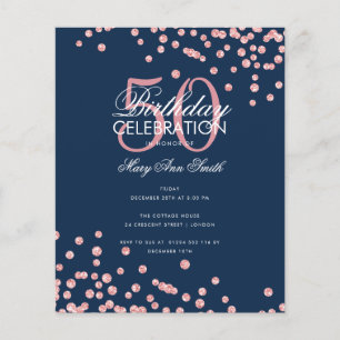 Budget Birthday Rose Gold Glitter Navy  Flyer