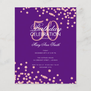 Budget Birthday Rose Gold Glitter Purple Flyer