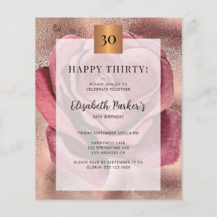 Budget birthday rose gold invitation flyer