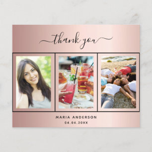 Budget birthday rose gold photo thank you card
