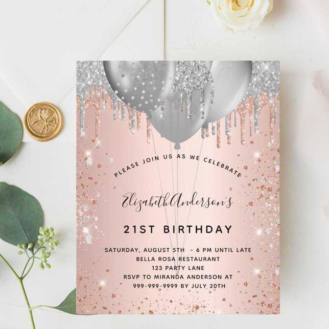 Budget birthday rose gold silver glitter balloons (Creator Uploaded)