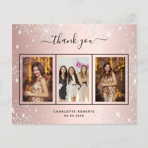 Budget birthday rose gold silver photo thank you