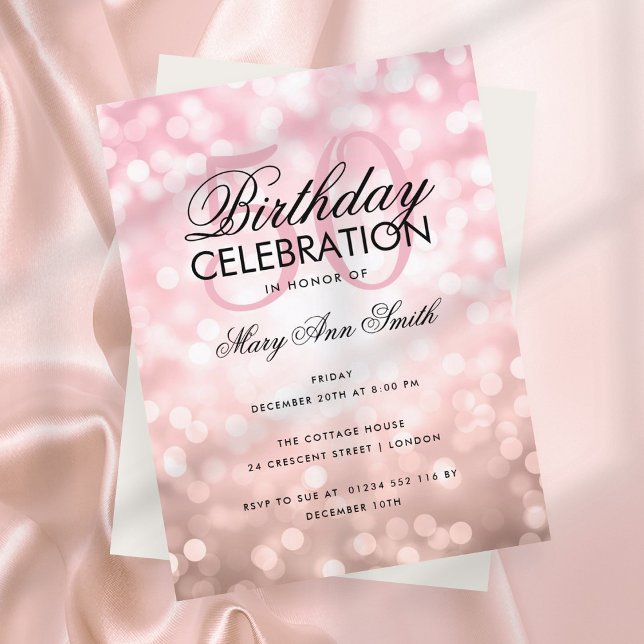 Budget Birthday Rose Gold Sparkle Light Invite (Creator Uploaded)
