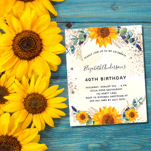 Budget birthday sunflower eucalyptus glitter