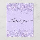 Budget Birthday violet glitter dust thank you (Front)