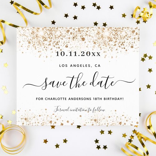 Budget birthday white gold save the date