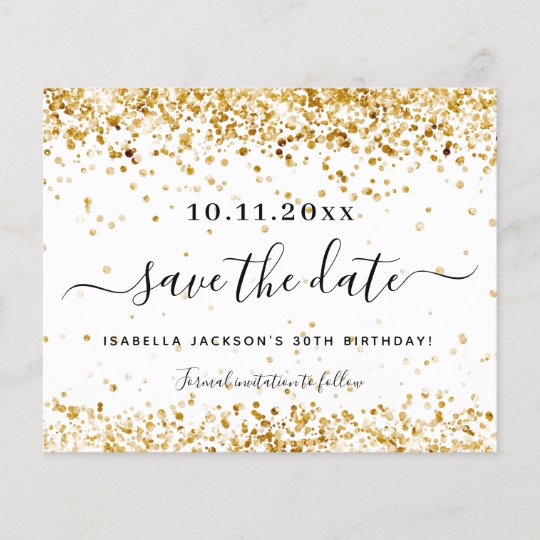 Budget birthday white gold save the date | Zazzle.com