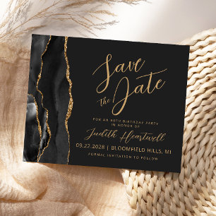 Budget Black Agate 80th Birthday Save the Date